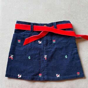 Hartstrings Navy Skirt with Red Accents
